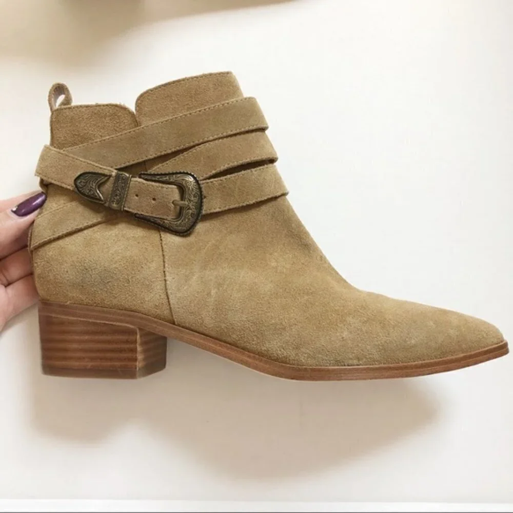 MARC FISHER LTD ML YANDI WOMENS LEATHER EMBELLISHED ANKLE BOOTS 8.5